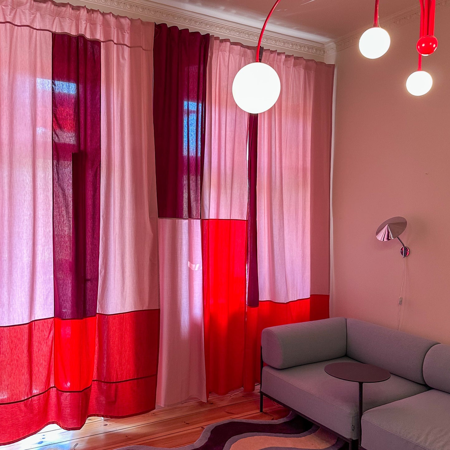 Modern Window Curtains - ROSE RED - exclusive piece DESIGN 1