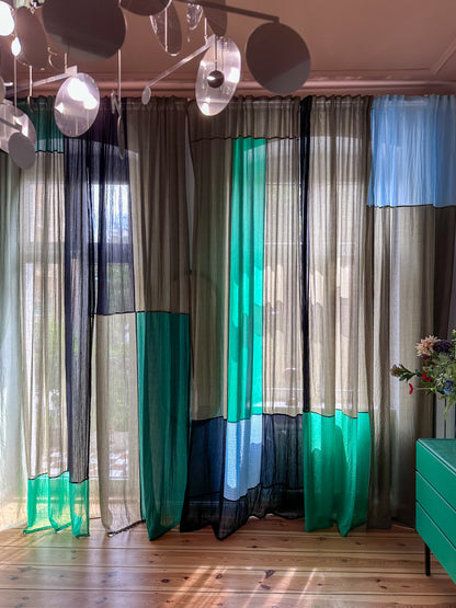 Modern Window Curtains - GREEN MEADOW 2 Designer Window Drapes in 6 Unique Styles