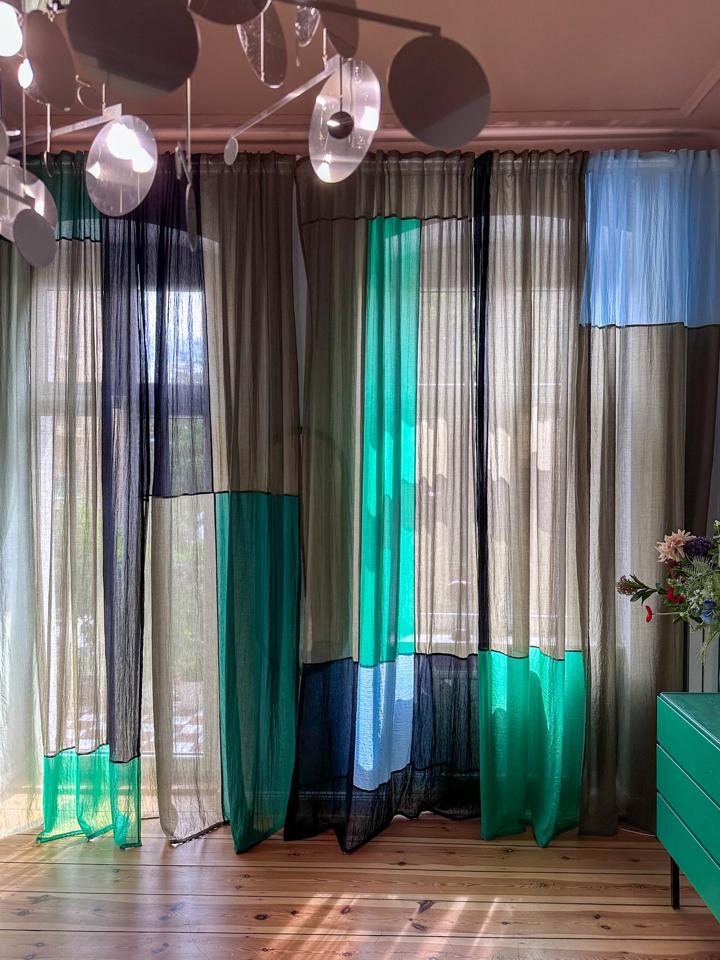 Modern Window Curtains -GREEN MEADOW 4 Designer Window Drapes in 6 Unique Styles