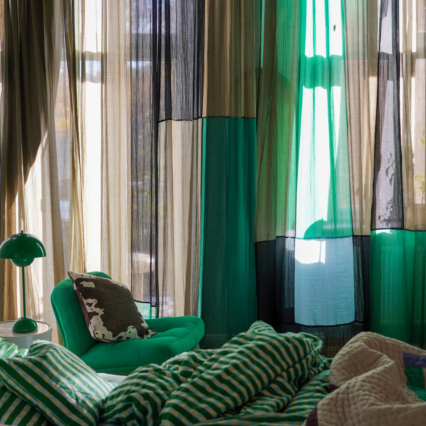 Modern Window Curtains -GREEN MEADOW 4 Designer Window Drapes in 6 Unique Styles